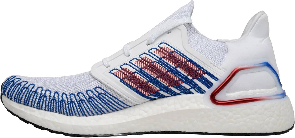 Adidas Men's Ultra Boost 20 Shoes - White / Scarlet / Team Royal Blue