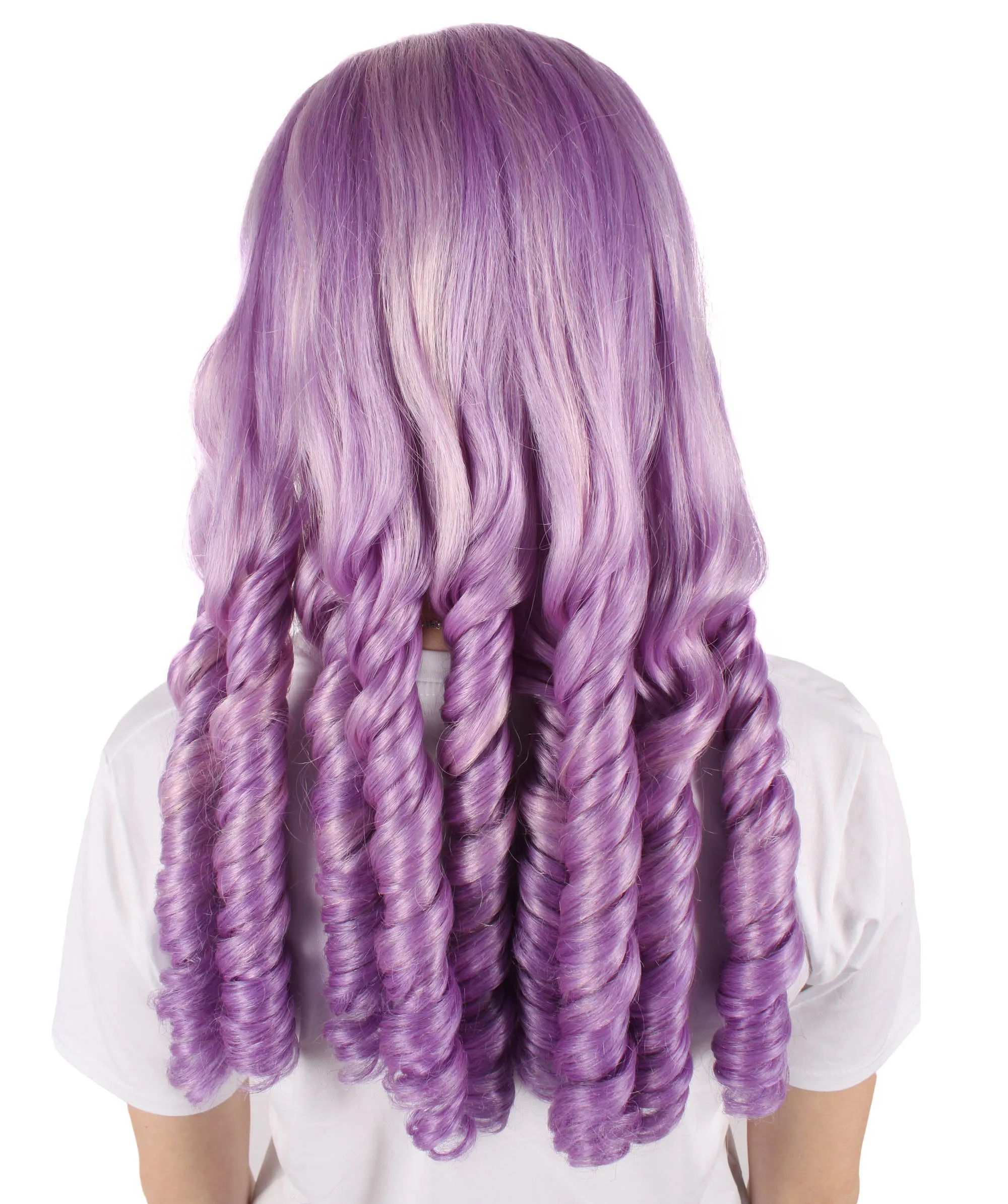 Adult Women's Japanese VTuber Gradient Purple Long Curly Wig | Perfect for Halloween | Flame-retardant Synthetic Fiber