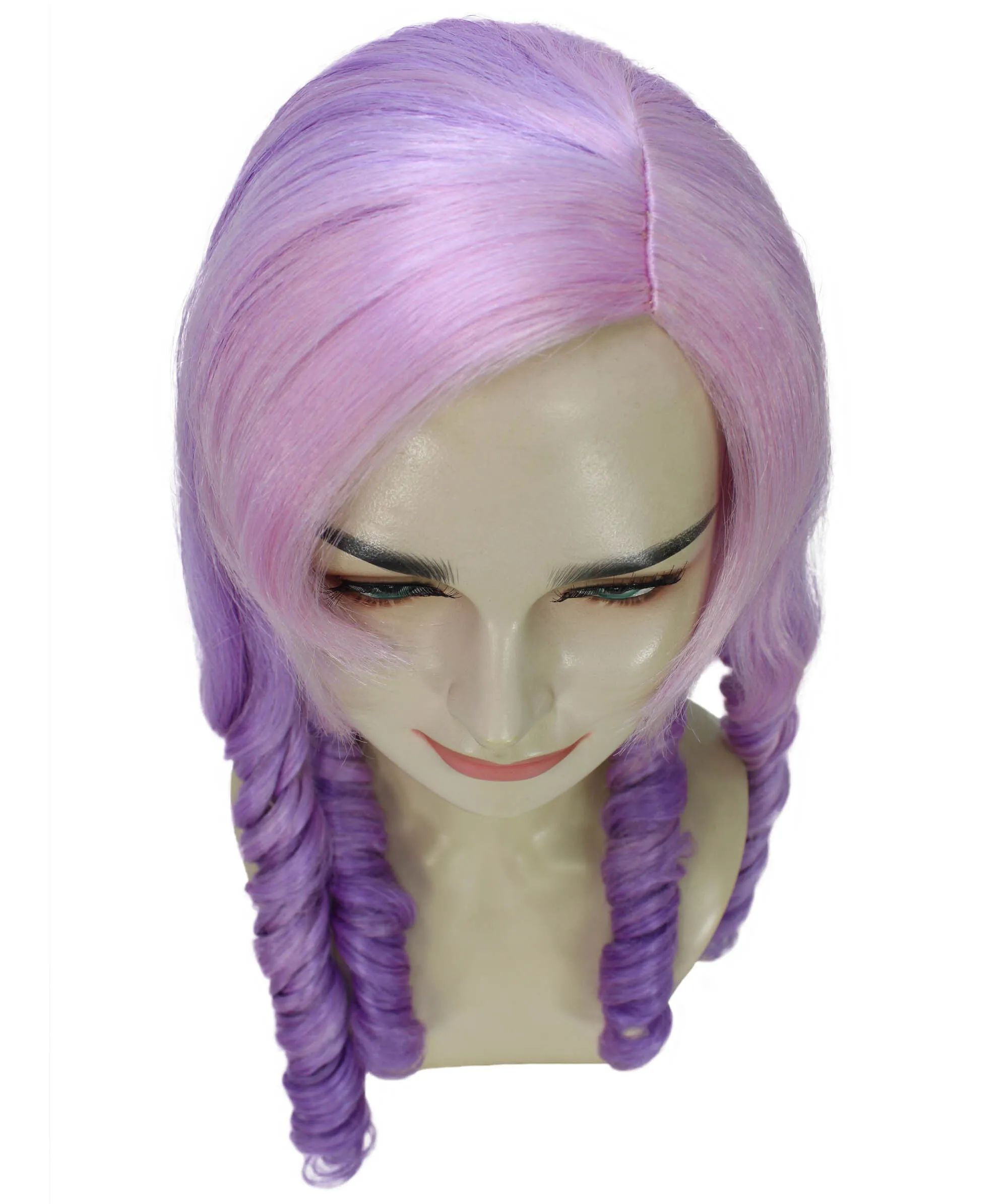 Adult Women's Japanese VTuber Gradient Purple Long Curly Wig | Perfect for Halloween | Flame-retardant Synthetic Fiber