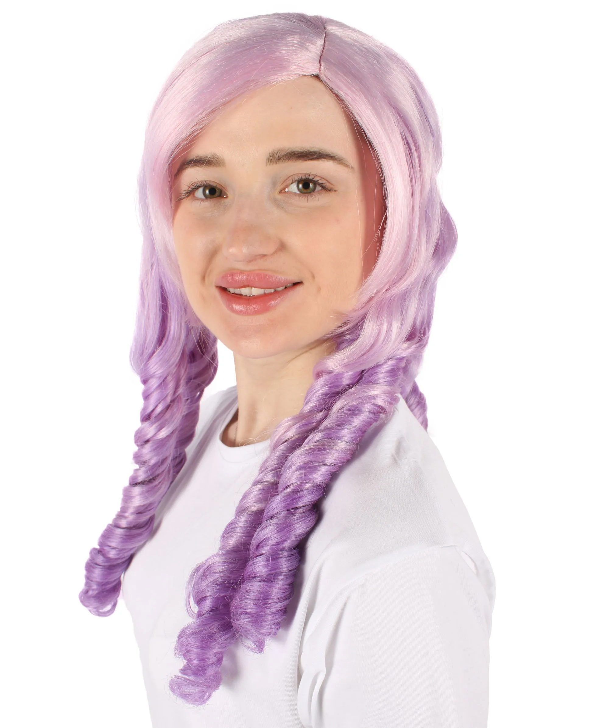 Adult Women's Japanese VTuber Gradient Purple Long Curly Wig | Perfect for Halloween | Flame-retardant Synthetic Fiber