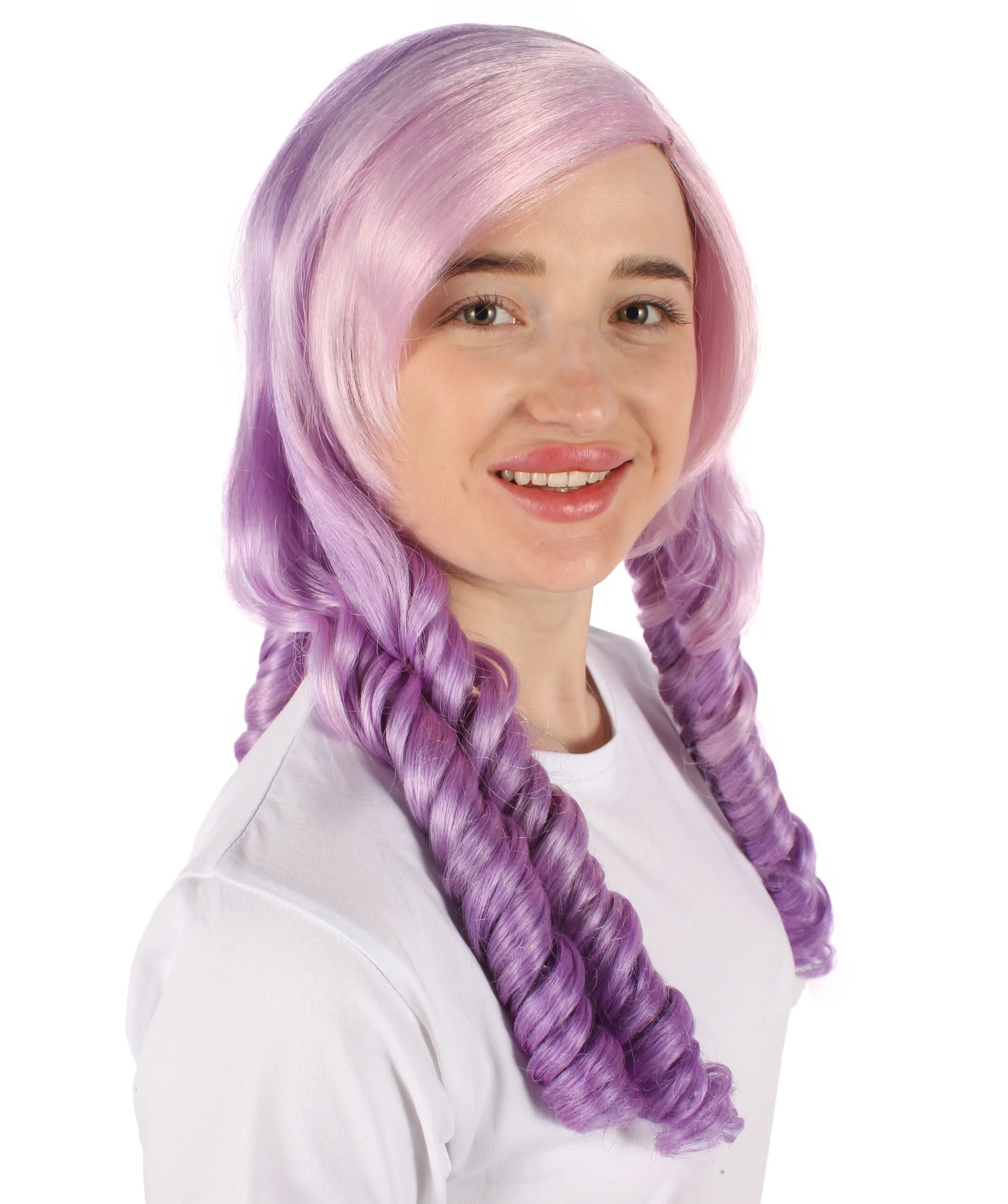Adult Women's Japanese VTuber Gradient Purple Long Curly Wig | Perfect for Halloween | Flame-retardant Synthetic Fiber