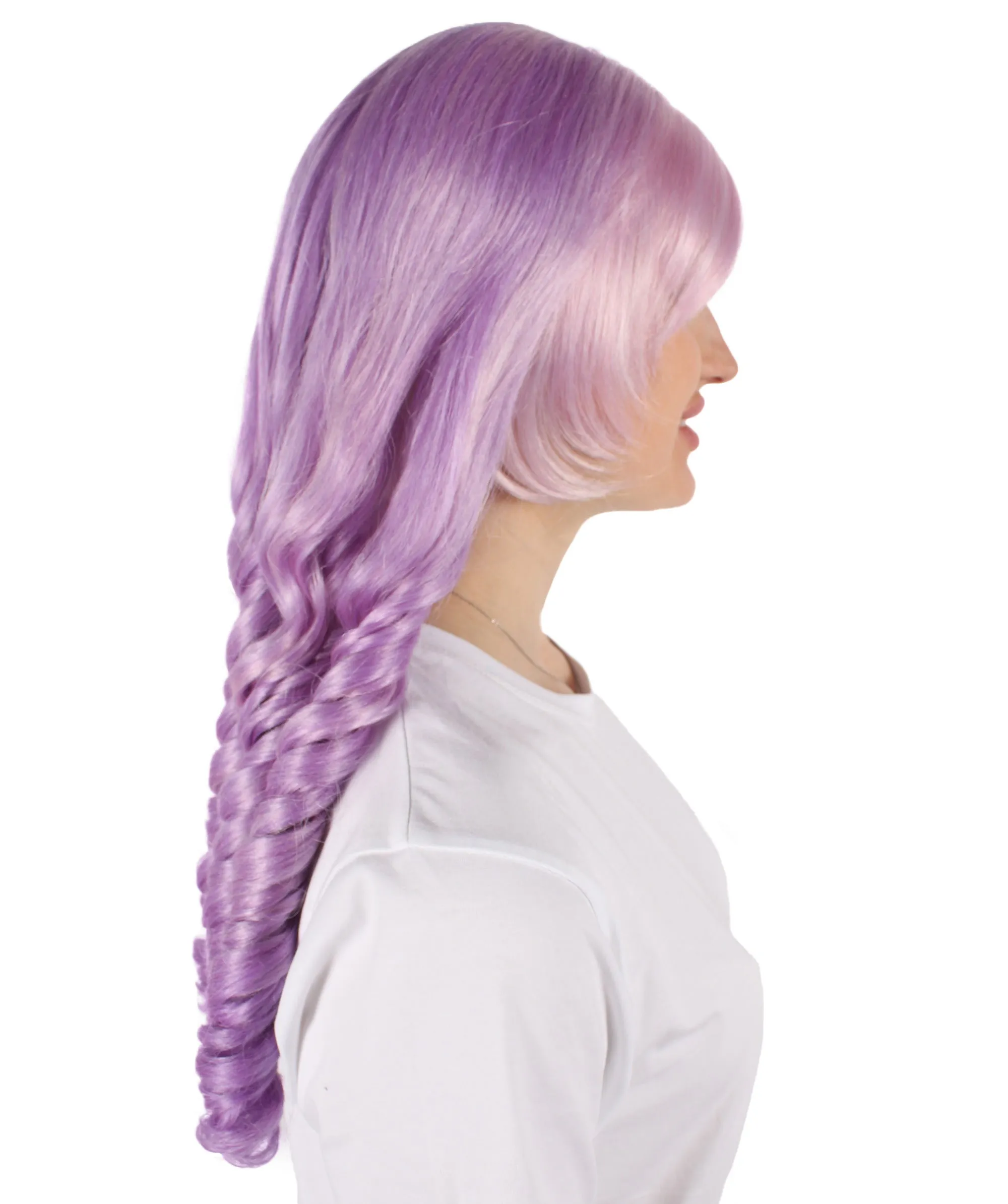 Adult Women's Japanese VTuber Gradient Purple Long Curly Wig | Perfect for Halloween | Flame-retardant Synthetic Fiber