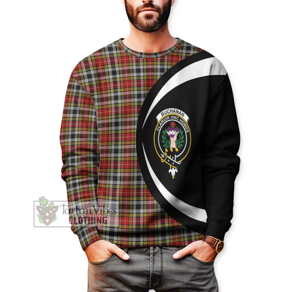 Buchanan Old Dress Tartan Sweatshirt with Family Crest Circle Style