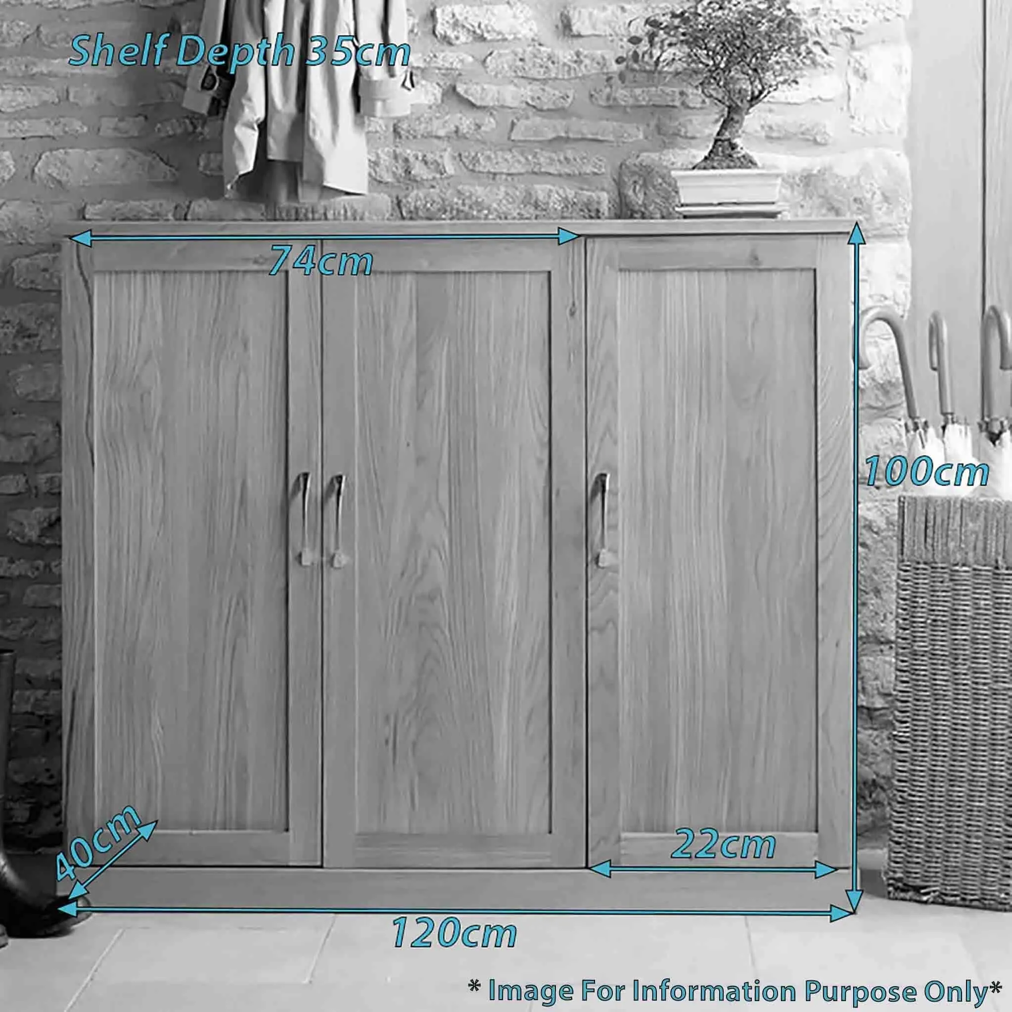 Mobel Oak Extra Large Shoe Cupboard