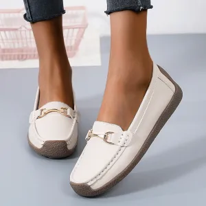 Nanccy Flat Fashion Comfortable Shoes  Leather Breathable Casual Loafers