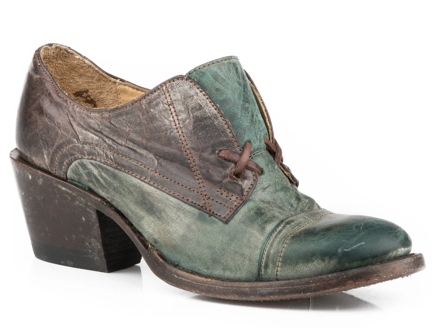 Stetson Womens Brown/Turquoise Leather Oakley Loafer Shoes 9